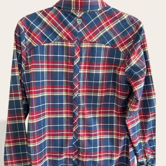 KUHL Women's Plaid Button-Down Flannel Shirt Gorpcore Grunge Medium Red Blue - Picture 8 of 9